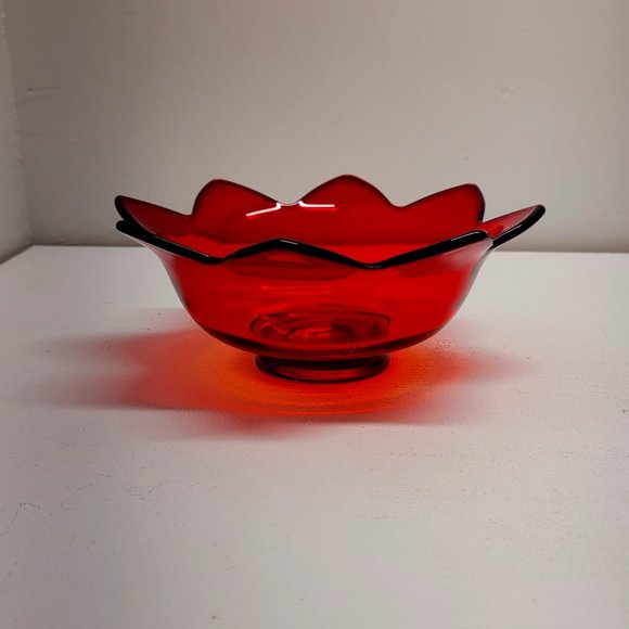 Fenton Art Vintage Fenton Red Glass Lotus Bowl Poshmark